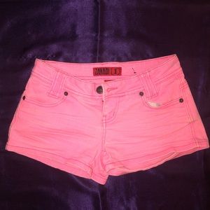 Hot pink jean shorts